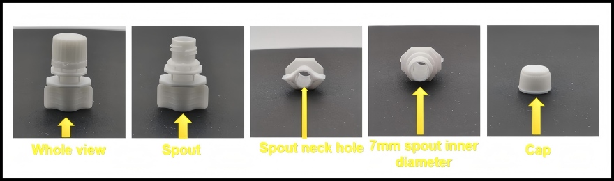 Characteristic of pouch lids with small plastic spout for personal care (HL070D)